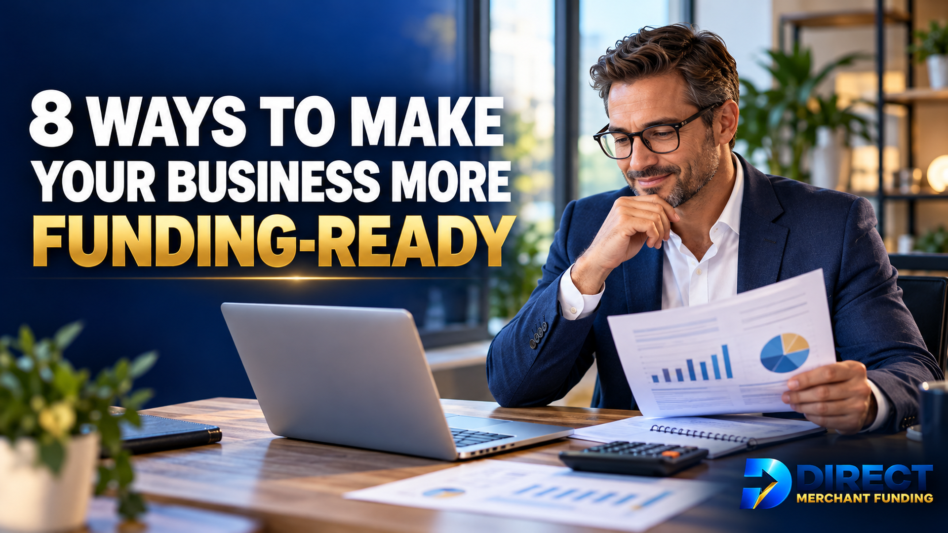 Small-business owner reviewing financial records before applying for financing